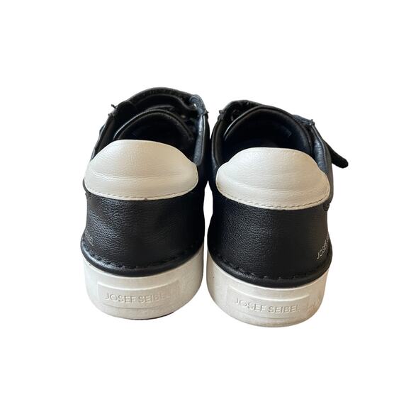 Josef Seibel Womans 8.5 Claire Leather Sneakers Hook & Loop COMFORT Shoes Black - Picture 6 of 10
